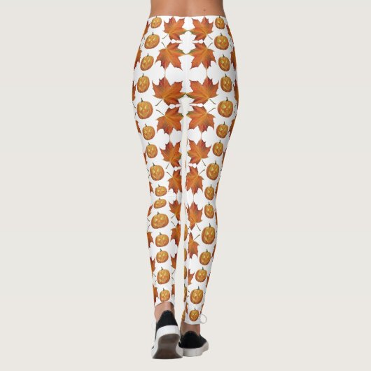Halloween Pumpkin & Autumn Leaves Pattern Leggings (Achterkant)