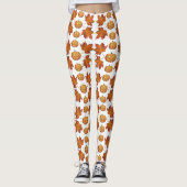 Halloween Pumpkin & Autumn Leaves Pattern Leggings (Voorkant)