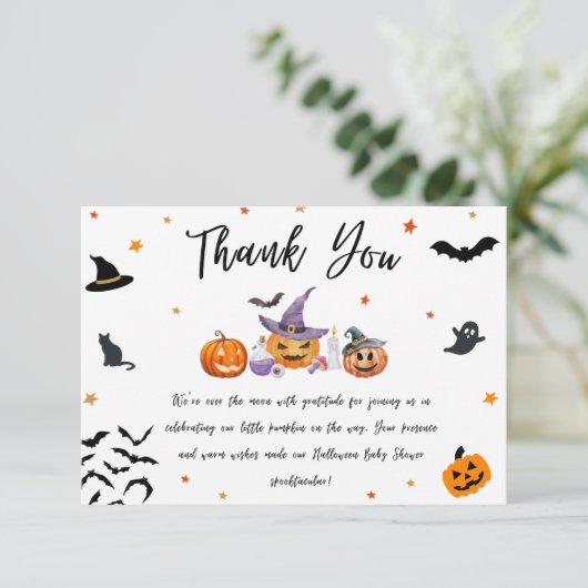 Halloween Pumpkin Baby shower Bedankkaart (Staand voorkant)