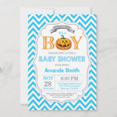 Halloween Pumpkin Baby shower Invitation Boy Kaart (Voorkant)