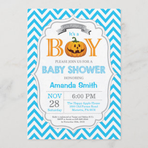 Halloween Pumpkin Baby shower Invitation Boy Kaart