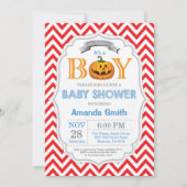 Halloween Pumpkin Baby shower Invitation Boy Kaart (Voorkant)