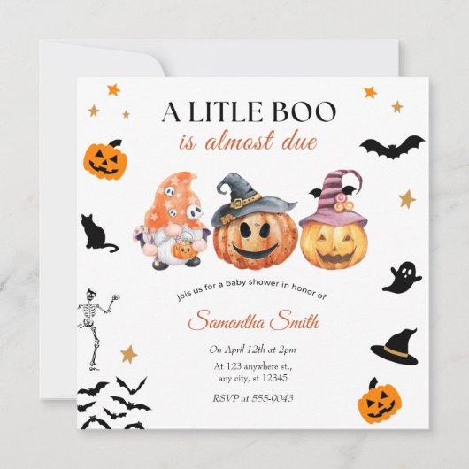 Halloween Pumpkin Baby shower Kaart (Voorkant)