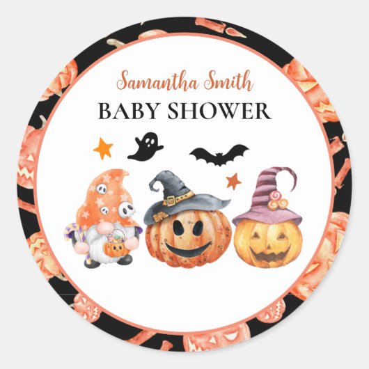 Halloween Pumpkin Baby shower Ronde Sticker (Voorkant)