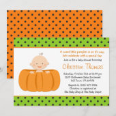 Halloween Pumpkin-Baby shower Uitnodiging (Voorkant / Achterkant)