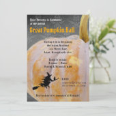 Halloween Pumpkin Ball + Menu Witch Invitation Kaart (Staand voorkant)