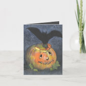 Halloween Pumpkin Bat Folded Note Card Bedankkaart (Voorkant)