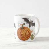 Halloween Pumpkin & Bat Pattern Mok (Voorkant rechts)
