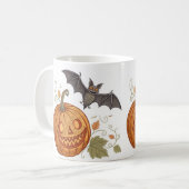 Halloween Pumpkin & Bat Pattern Mok (Voorkant links)