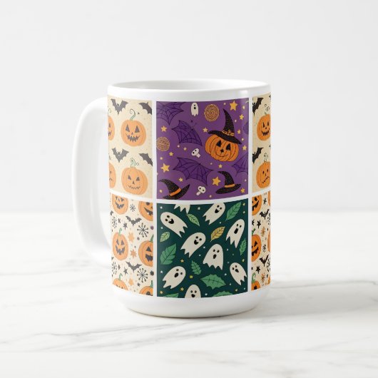 Halloween Pumpkin Bat Pattern Mok (Voorkant links)