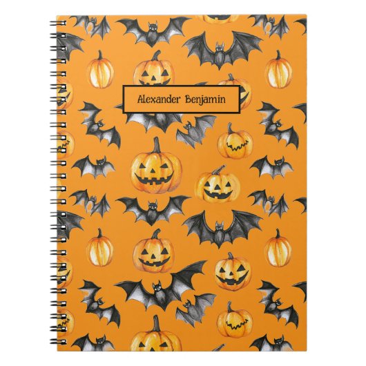 Halloween Pumpkin Bats Notitieboek (Voorkant)