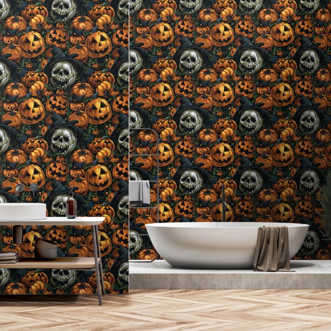 Halloween Pumpkin Behang (Badkamer)