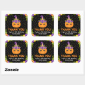 Halloween Pumpkin Birthday Black Hartelijk dank Vierkante Sticker (Vel)