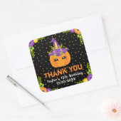 Halloween Pumpkin Birthday Black Hartelijk dank Vierkante Sticker (Envelop)