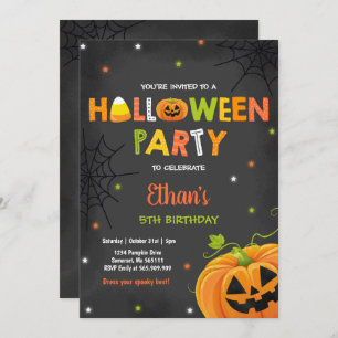 Halloween Pumpkin Birthday Invite Spooktacular Kaart