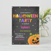 Halloween Pumpkin Birthday Invite Spooktacular Kaart (Staand voorkant)
