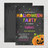 Halloween Pumpkin Birthday Invite Spooktacular Kaart (Voorkant / Achterkant)