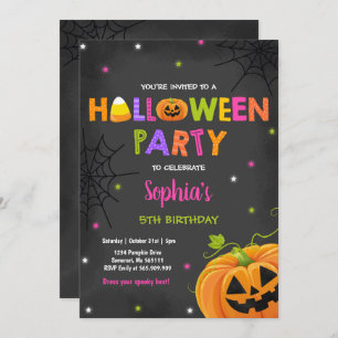Halloween Pumpkin Birthday Invite Spooktacular Kaart