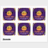 Halloween Pumpkin Birthday Paars Hartelijk dank Vierkante Sticker (Vel)