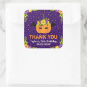Halloween Pumpkin Birthday Paars Hartelijk dank Vierkante Sticker (Tas)