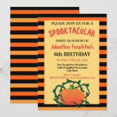 Halloween Pumpkin Birthday Party Invitations Kaart (Voorkant / Achterkant)