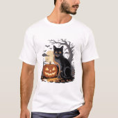 halloween pumpkin black cat t-shirt (Voorkant)