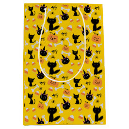 Halloween Pumpkin & Black Cats Gift Bag Medium Cadeauzakje