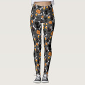 Halloween Pumpkin & Black Cats Naadless Pattern Leggings (Voorkant)
