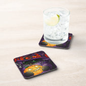 Halloween Pumpkin Black Witch Cat Bier Onderzetter (Rechterzijde)