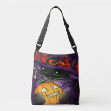 Halloween Pumpkin Black Witch Cat