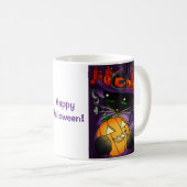 Halloween Pumpkin Black Witch Cat Koffiemok (Voorkant rechts)