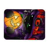 Halloween Pumpkin Black Witch Cat Magnet Magneet (Horizontaal)
