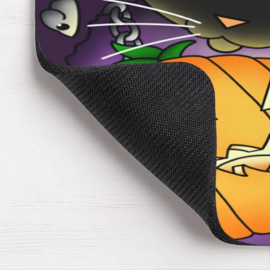 Halloween Pumpkin Black Witch Cat Muismat (Hoek)