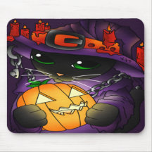 Halloween Pumpkin Black Witch Cat