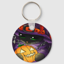 Halloween Pumpkin Black Witch Cat