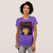 Halloween Pumpkin Black Witch Cat T-shirt (Voorkant volledig)