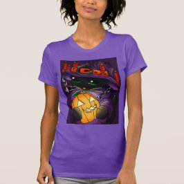 Halloween Pumpkin Black Witch Cat T-shirt