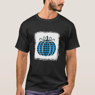 Halloween Pumpkin Bleaching Blue en Black Buffalo T-shirt