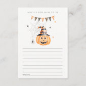 Halloween Pumpkin Boo Advice for Mum Baby shower Informatiekaartje (Voorkant)