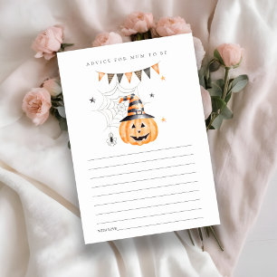 Halloween Pumpkin Boo Advice for Mum Baby shower Informatiekaartje