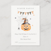 Halloween Pumpkin Boo Diaper Baby shower Raffle Informatiekaartje (Voorkant)