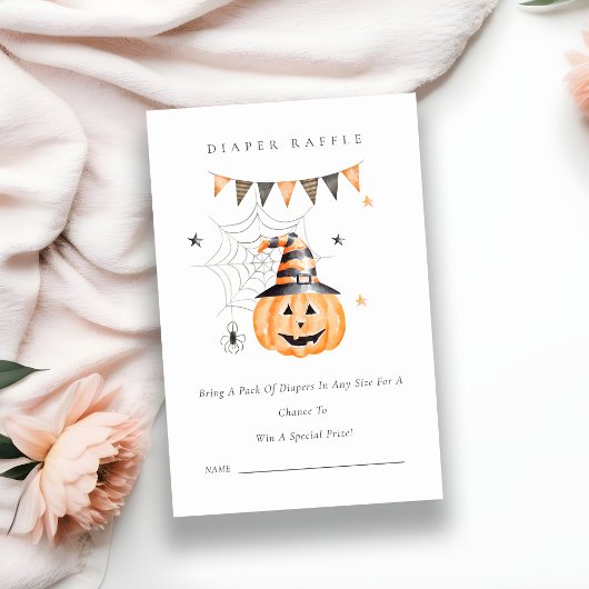 Halloween Pumpkin Boo Diaper Baby shower Raffle Informatiekaartje