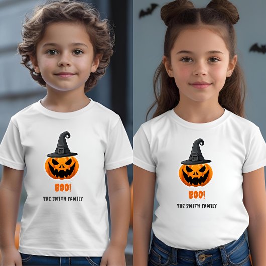 Halloween Pumpkin "BOO!" – Persoonlijke naam Kinder Shirts