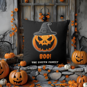 Halloween Pumpkin "BOO!" – Persoonlijke naam Kussen