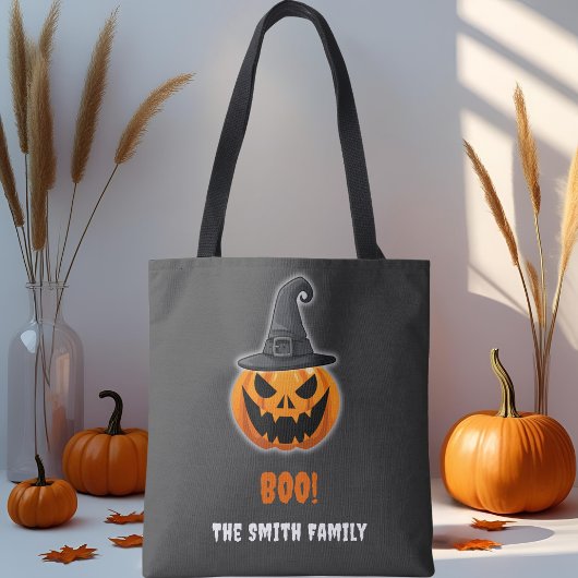 Halloween Pumpkin "BOO!" – Persoonlijke naam Tote Bag