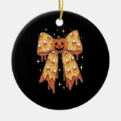 Halloween Pumpkin Bow Candy Corn Keramisch Ornament (Voorkant)