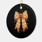 Halloween Pumpkin Bow Candy Corn Keramisch Ornament (Links)