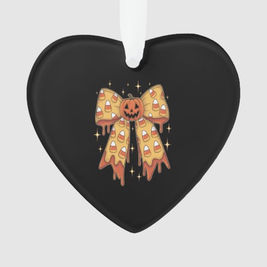 Halloween Pumpkin Bow Candy Corn Ornament (voorkant)