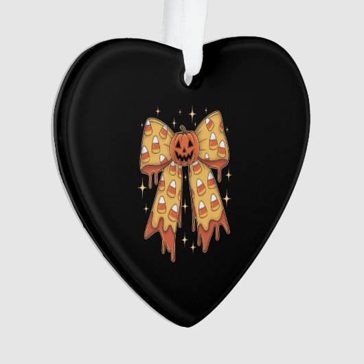 Halloween Pumpkin Bow Candy Corn Ornament (voorkant)
