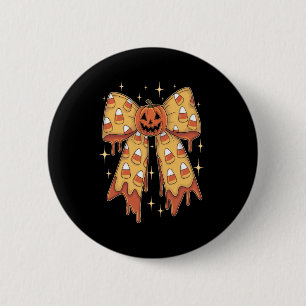 Halloween Pumpkin Bow Candy Corn Ronde Button 5,7 Cm
